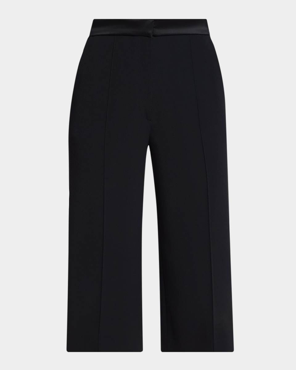 Satin-Trim Cady Straight-Leg Crop Tuxedo Trousers